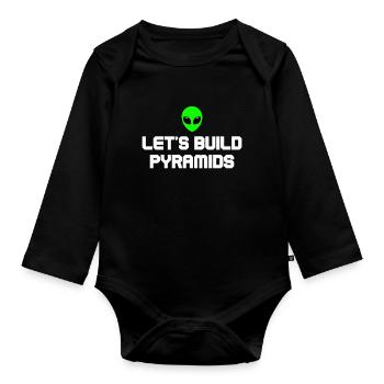 Alien Tshirt UFO Alien Children Mars Gentlemen - Organic Longsleeve Baby Bodysuit - black - Front