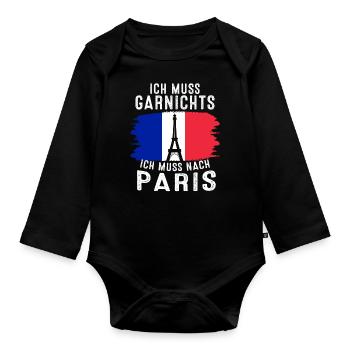 France Flag France Paris Marseille French - Organic Longsleeve Baby Bodysuit - black - Front