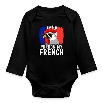France Flag France Paris Marseille French - Organic Longsleeve Baby Bodysuit - black - Front
