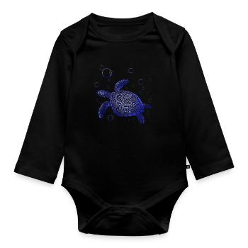 Turtle Tshirt Reptiles Children Men Women - Organic Longsleeve Baby Bodysuit - black - Front