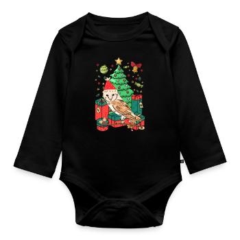 Hibou de Noël laid - Body Bébé bio manches longues - noir - Devant