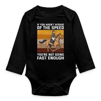 Barrel Racer Racing Reiten Reiten Rennen Rodeo - Baby Bio-Langarm-Body - Schwarz - Vorne