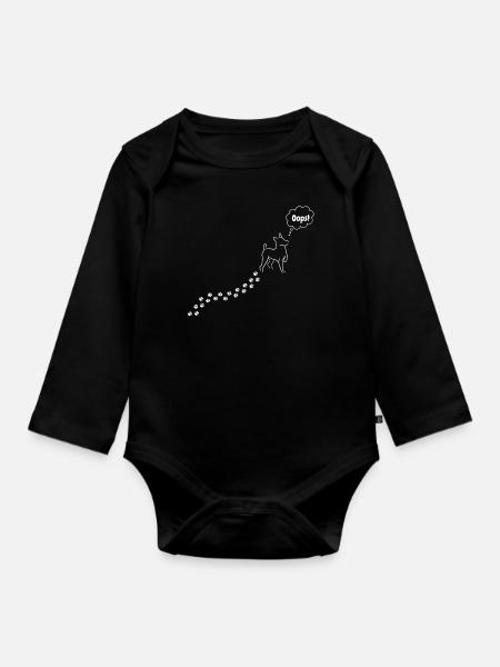 Oops Hund - Baby Bio-Langarm-Body - Schwarz