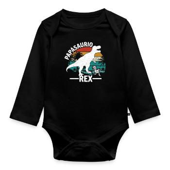 Papàsaurio Rex - Baby Bio-Langarm-Body - Schwarz - Vorne