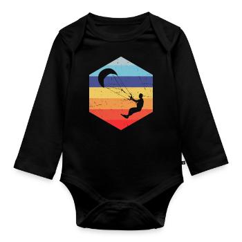 Kitesurf Kitesurfing Kitesurfer Kitesurfen - Baby Bio-Langarm-Body - Schwarz - Vorne