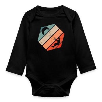 Kite Femmes Kitesurf Kitesurf Kitesurfer - Body Bébé bio manches longues - noir - Devant