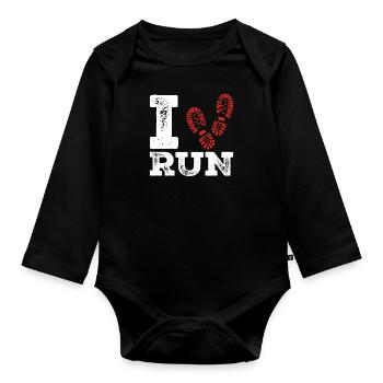 I Heart Running Cross Country Lauf Xc Run Trail - Body Bébé bio manches longues - noir - Devant