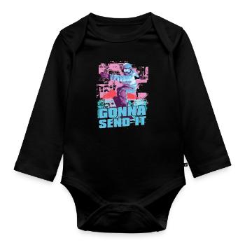 Will send it for snowboarders - Organic Longsleeve Baby Bodysuit - black - Front