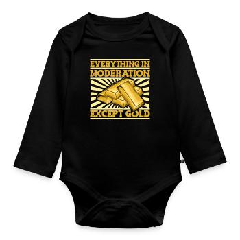 Goldbergbau Goldmine - Baby Bio-Langarm-Body - Schwarz - Vorne
