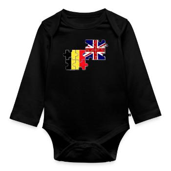 Belgium Great Britain Flag Belgian British - Organic Longsleeve Baby Bodysuit - black - Front