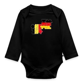 Belgium Germany Flag Belgian German - Organic Longsleeve Baby Bodysuit - black - Front