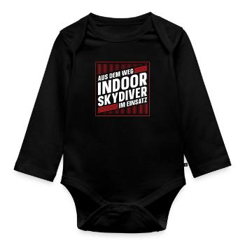 Indoor-Skydiving - Baby Bio-Langarm-Body - Schwarz - Vorne