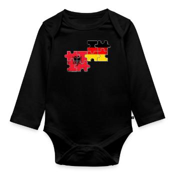 Albania Germany Flag Albanian German - Organic Longsleeve Baby Bodysuit - black - Front
