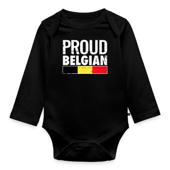 Fier drapeau belge belge - Body Bébé bio manches longues - noir - Devant