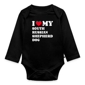 I Love My South Russian Shepherd Dog - Organic Longsleeve Baby Bodysuit - black - Front
