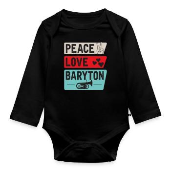 Peace Love Baryton Drôle Baryton Joueur - Body Bébé bio manches longues - noir - Devant