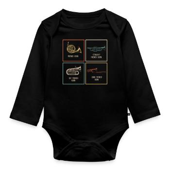 Français Joueur de cor - Body Bébé bio manches longues - noir - Devant
