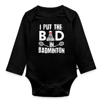 Badminton, Joueurs de badminton - Body Bébé bio manches longues - noir - Devant