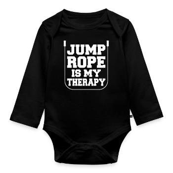 Rope jumping Skipping rope Rope jumping Skipping - Organic Longsleeve Baby Bodysuit - black - Front