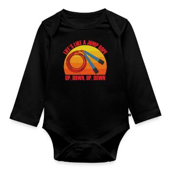 Rope jumping Skipping rope Rope jumping Skipping - Organic Longsleeve Baby Bodysuit - black - Front