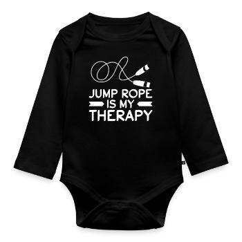 Rope jumping Skipping rope Rope jumping Skipping - Organic Longsleeve Baby Bodysuit - black - Front