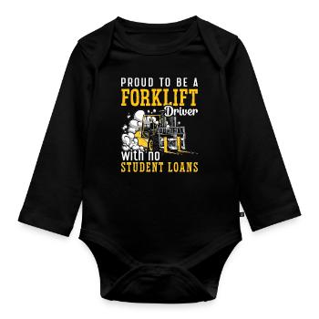Forklift Driver Forklift Warehouse Forklift Gift - Organic Longsleeve Baby Bodysuit - black - Front