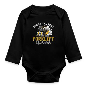 Forklift Driver Forklift Warehouse Forklift Gift - Organic Longsleeve Baby Bodysuit - black - Front