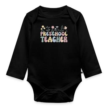 Preschool teacher Pedagogue Preschool Kindergarten - Organic Longsleeve Baby Bodysuit - black - Front