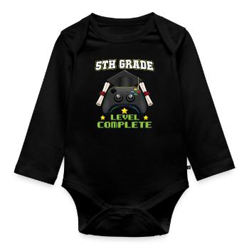 5th Grade Level Complete Middle School Graduation - Organic Longsleeve Baby Bodysuit - black - Front