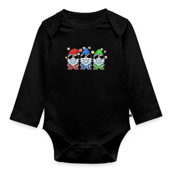 Weihnachten Elfen X-Mas Sommer Weihnachtselfen - Baby Bio-Langarm-Body - Schwarz - Vorne