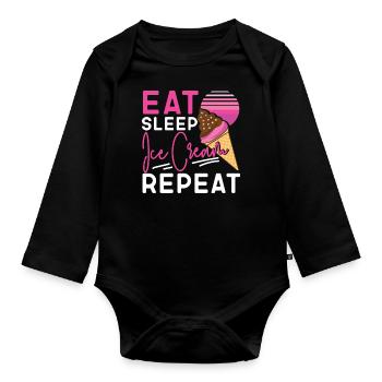 Cornet de crème glacée Manger de la crème glacée sleep - Body Bébé bio manches longues - noir - Devant
