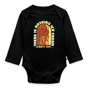 Ice Cream Cone Retro There Is - Organic Longsleeve Baby Bodysuit - black - Front