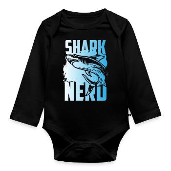 Sharks Ocean Swimming - Organic Longsleeve Baby Bodysuit - black - Front