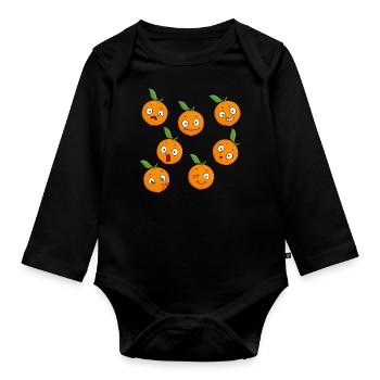 Orange - Organic Longsleeve Baby Bodysuit - black - Front