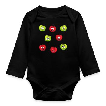 Pommes - Body Bébé bio manches longues - noir - Devant