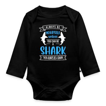 Grand requin blanc animal marin - Body Bébé bio manches longues - noir - Devant