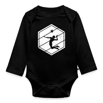 Beach Volley Volleyballer Beachvolleyball - Baby Bio-Langarm-Body - Schwarz - Vorne