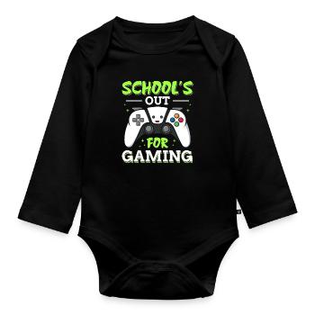 Schools Out For Gaming Last Day of School - Organic Longsleeve Baby Bodysuit - black - Front
