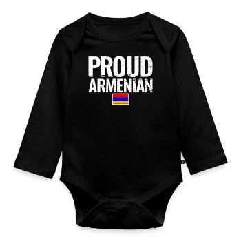 Proud Armenian Armenien Armenische Flagge - Baby Bio-Langarm-Body - Schwarz - Vorne