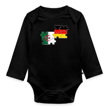Algérie Allemagne Drapeau Algérien Allemand - Body Bébé bio manches longues - noir - Devant