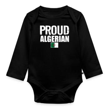 Proud Algerian Algerische Flagge Algerier - Baby Bio-Langarm-Body - Schwarz - Vorne