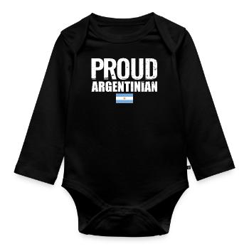 Fier argentin Argentine Drapeau argentin - Body Bébé bio manches longues - noir - Devant
