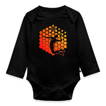 Volleyballspielen Herren Beach Volley Volley - Baby Bio-Langarm-Body - Schwarz - Vorne