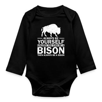 Bison Buffalo Yellowstone Park - Organic Longsleeve Baby Bodysuit - black - Front