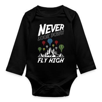 Never Look Down Fly High - Baby Bio-Langarm-Body - Schwarz - Vorne