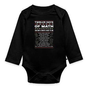 12 Tage Mathematik, Mathenoten - Baby Bio-Langarm-Body - Schwarz - Vorne
