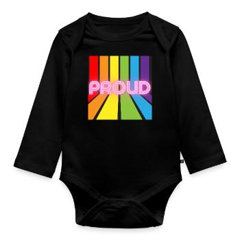 proud pride lgbt lgbtqi - Body Bébé bio manches longues - noir - Devant
