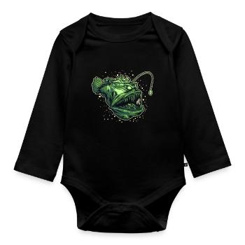 Anglerfish Deep Sea Creature Sea Monster - Organic Longsleeve Baby Bodysuit - black - Front