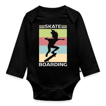 Skater Skateboarder Skateboard - Body Bébé bio manches longues - noir - Devant