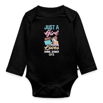 Lustiges Anime Geschenk - Baby Bio-Langarm-Body - Schwarz - Vorne